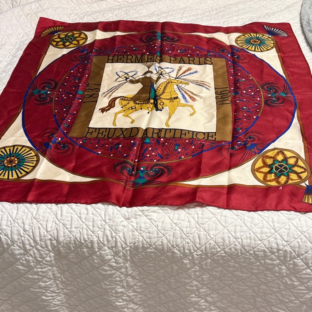 Red and Gold Silk Scarf